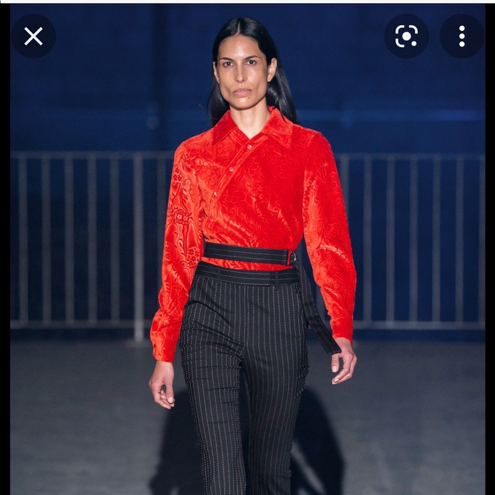 Atlein runway red velvet shirt 36 S holiday - Picture 1 of 4